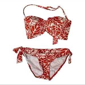 Jag Red and White Tropical print Bikini